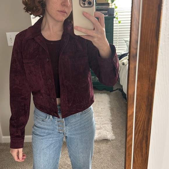 Plum Faux Suede Blank NYC Cropped Jacket size XS - Picture 2 of 7